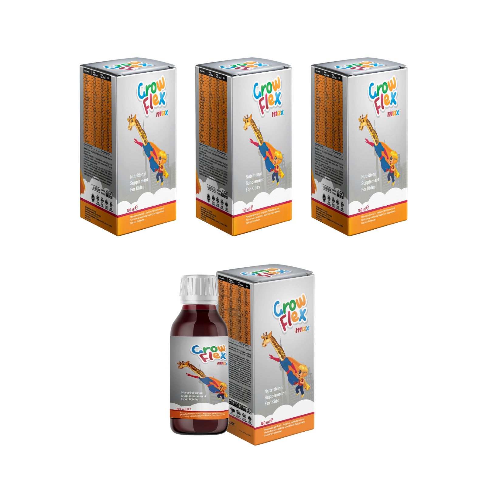 جروفلكس شراب ماكس ١٥٠ مل 4 علبة-Growflex