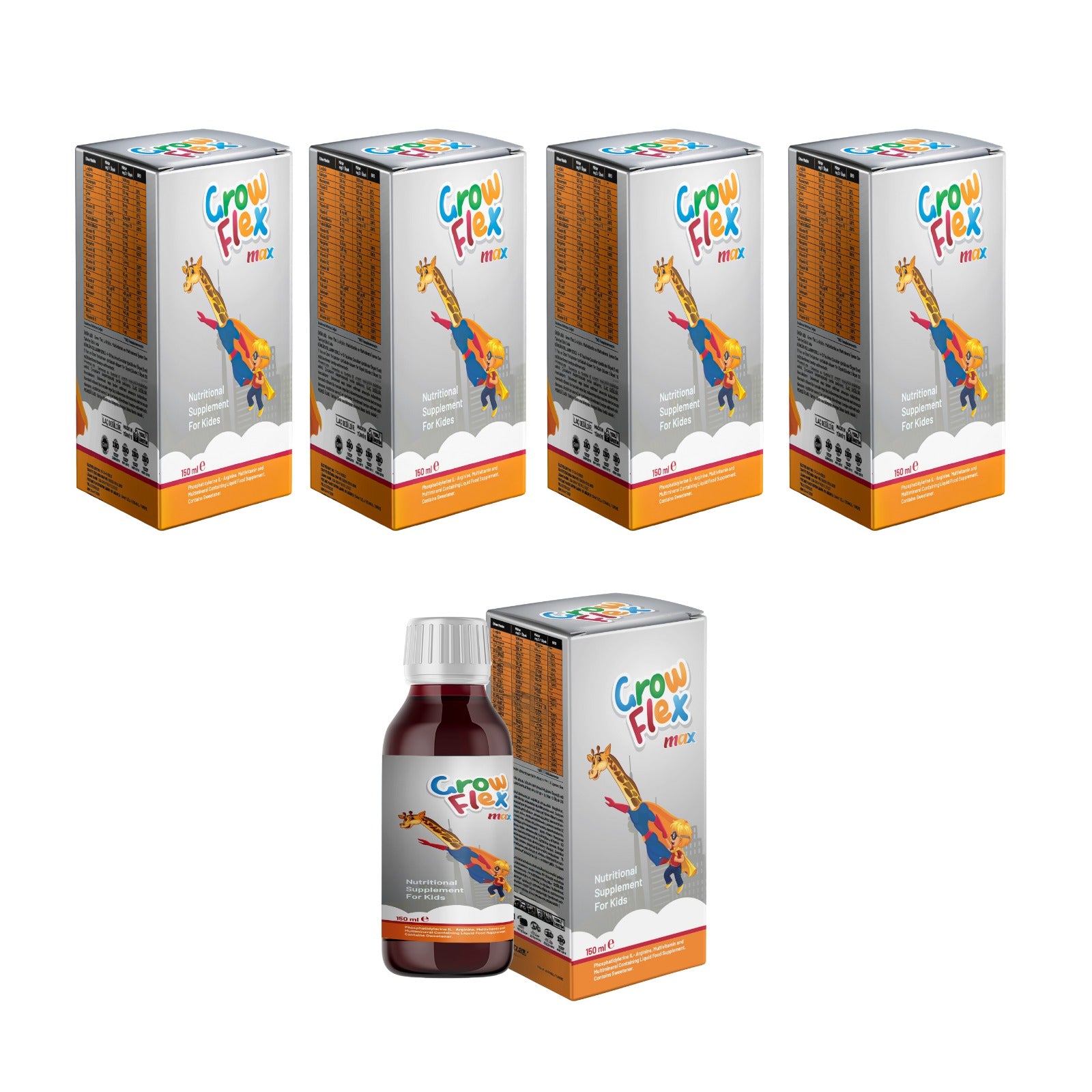 جروفلكس شراب ماكس ١٥٠ مل 5 علبة-Growflex