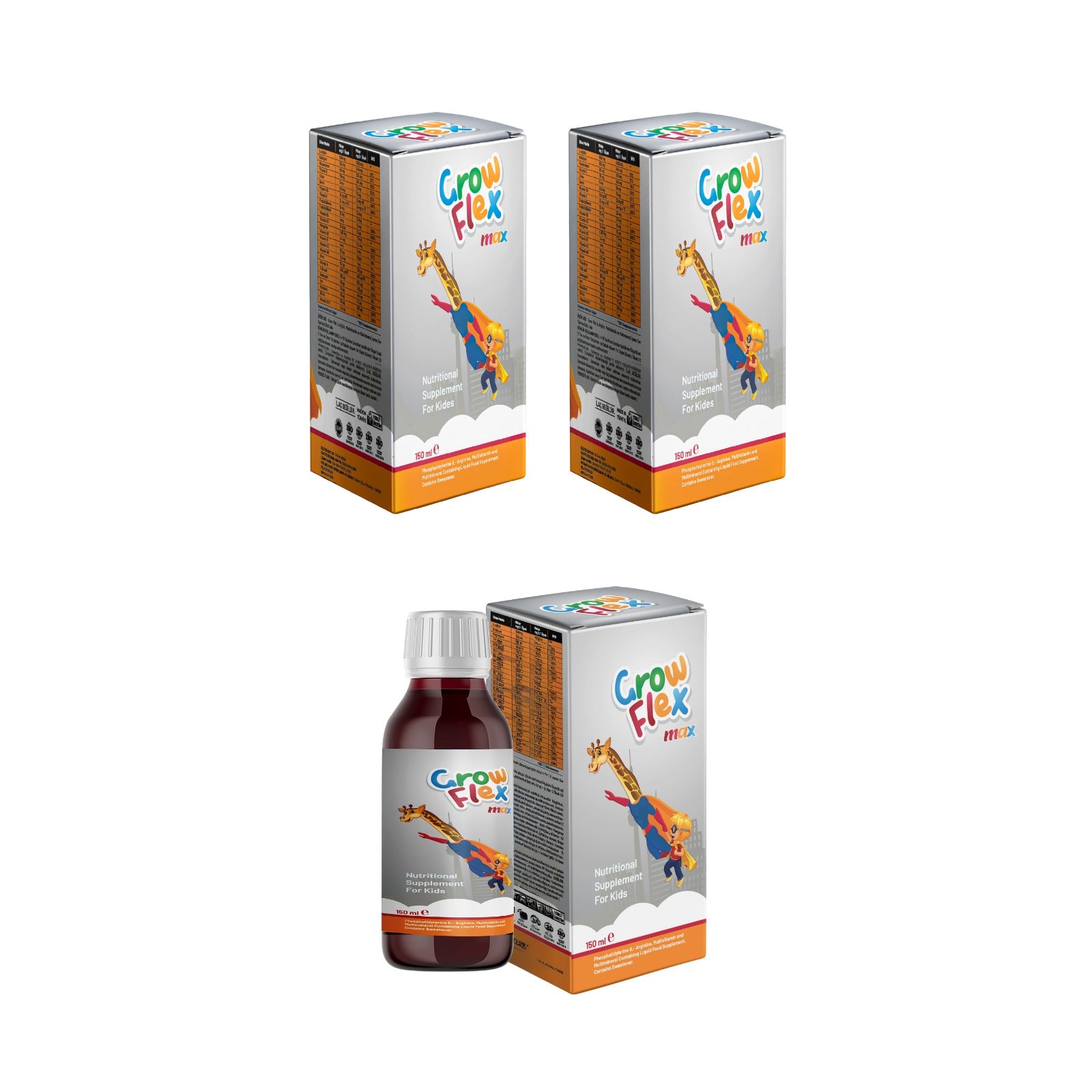 جروفلكس شراب ماكس ١٥٠ مل 3 علبة-Growflex