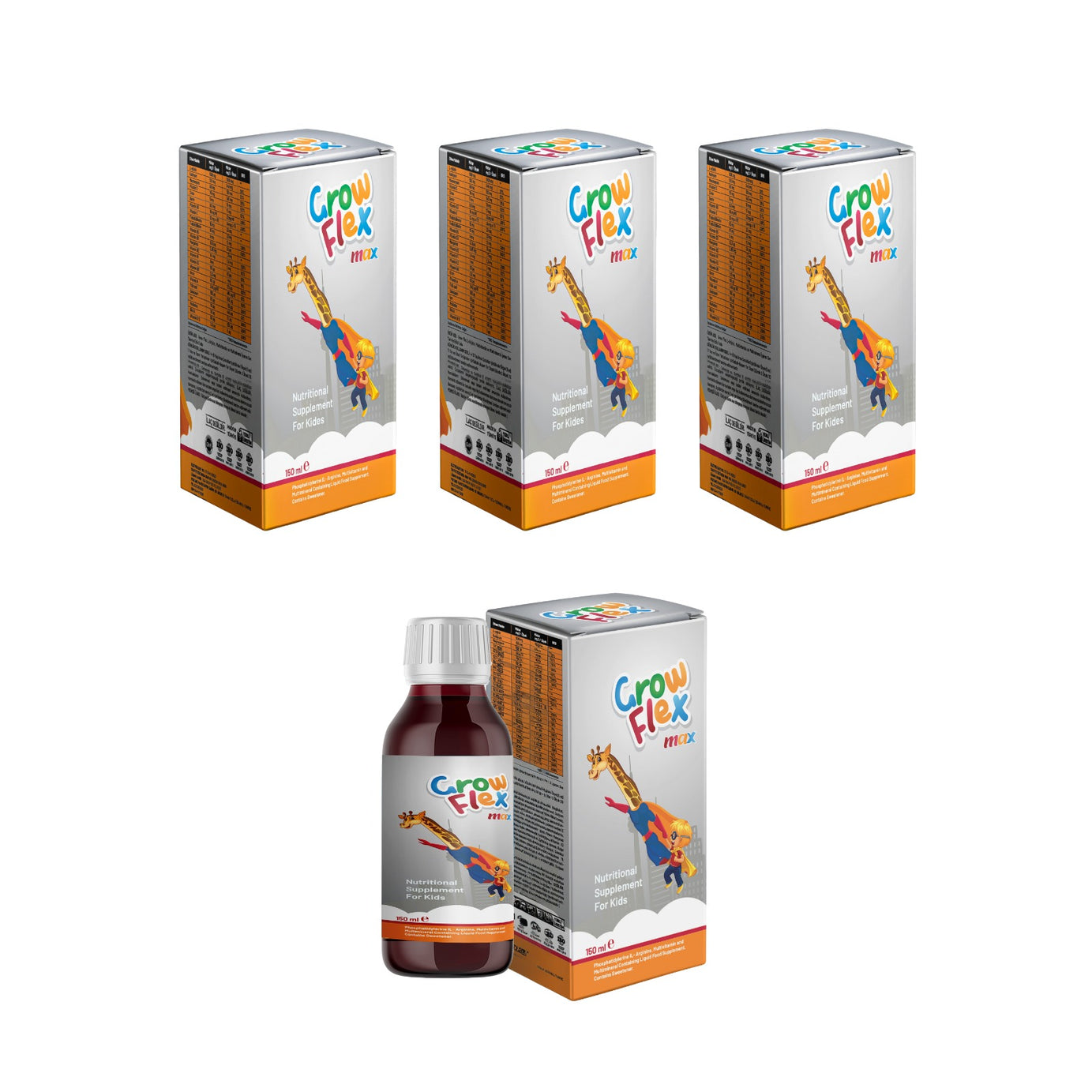 جروفلكس شراب ماكس ١٥٠ مل 4 علبة-Growflex