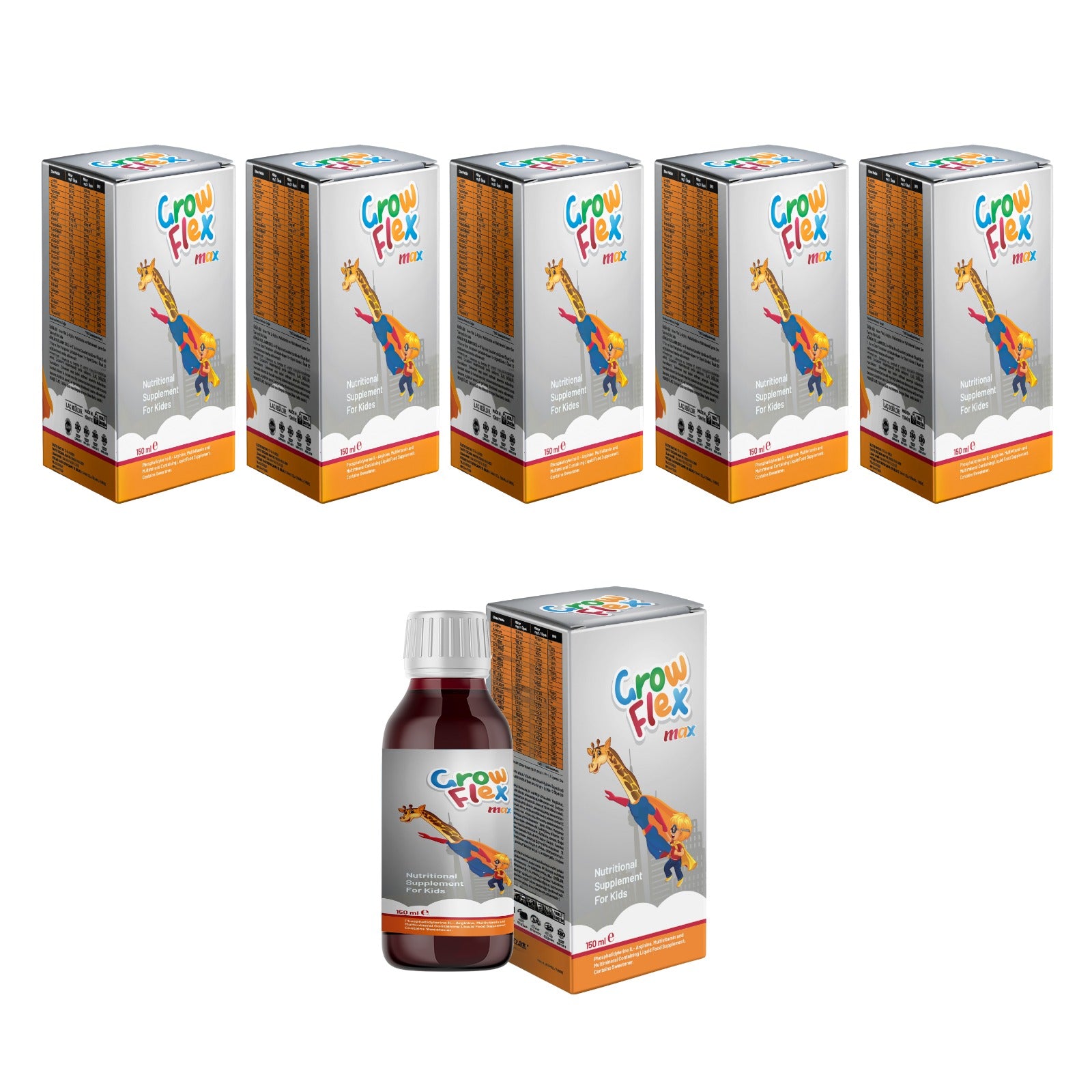 جروفلكس شراب ماكس ١٥٠ مل 6 علبة-Growflex