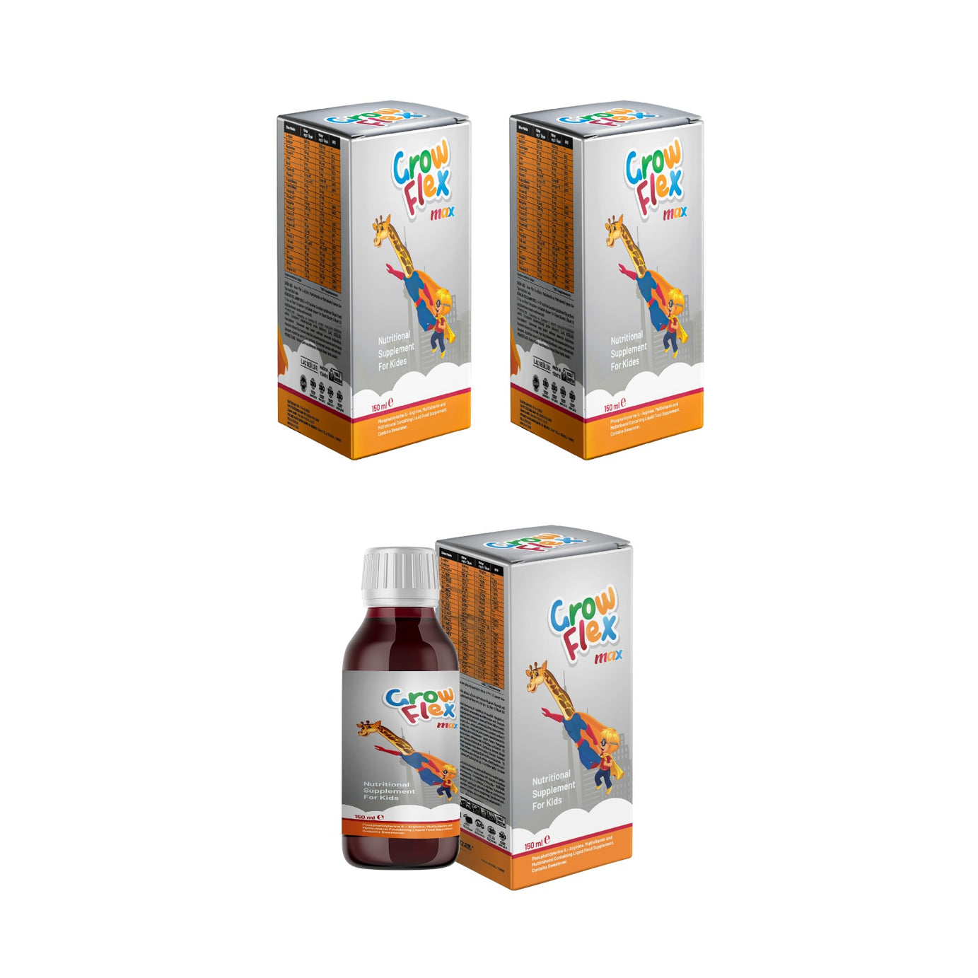 جروفلكس شراب ماكس ١٥٠ مل 3 علبة-Growflex